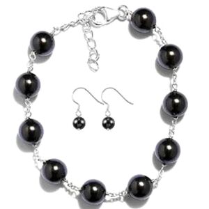 Swarovski Tahitian Black Pearl Sterling Silver Set